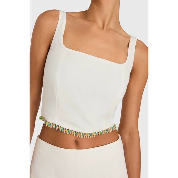 NEW AMANDA UPRICHARD jace square neck top in ivory - Picture 4 of 5